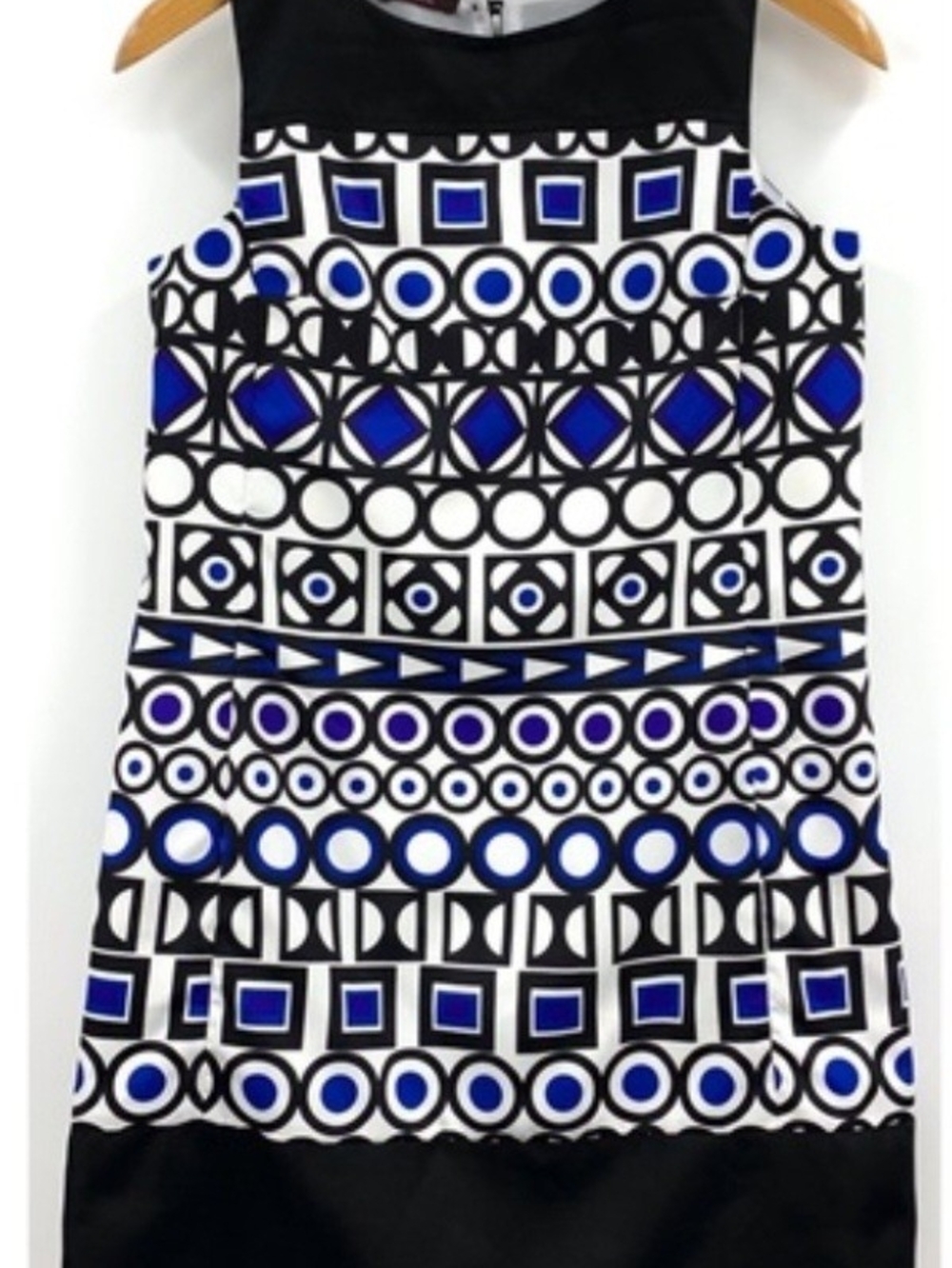Mark. Graphic Blue & Black Geometric Shift Dress
